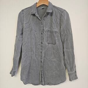 Old Navy Gray‎ Long Sleeve Button Front Shirt Size XS Women's Casual Minimalist
